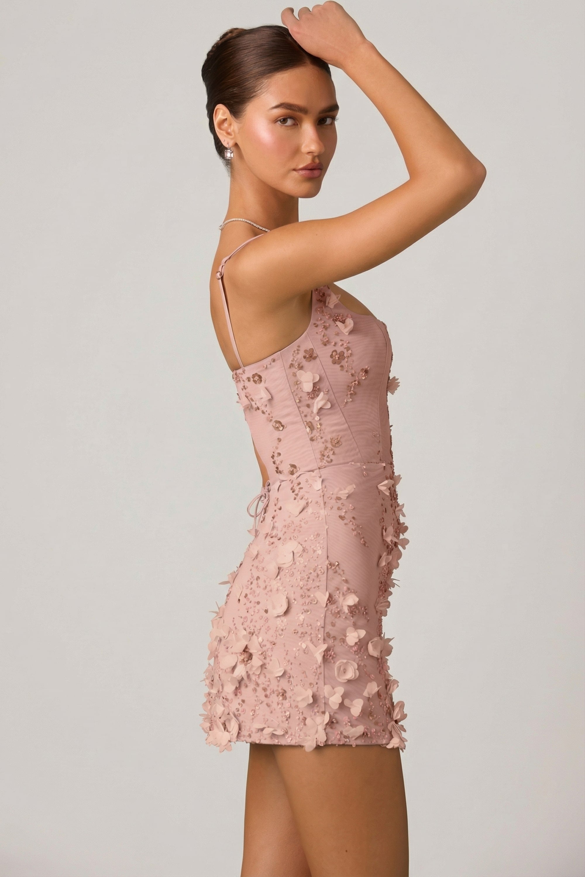 shonia mini dress dusty rose PRETTY IN PINK Sonya Moda 'Gianna Dress' in Pink This feminine silhouette is perfect for your next summer event Video Credit: @sonyamoda_ She is designed with a soft satin skirt Embellished Appliqu Corset Mini Dress
