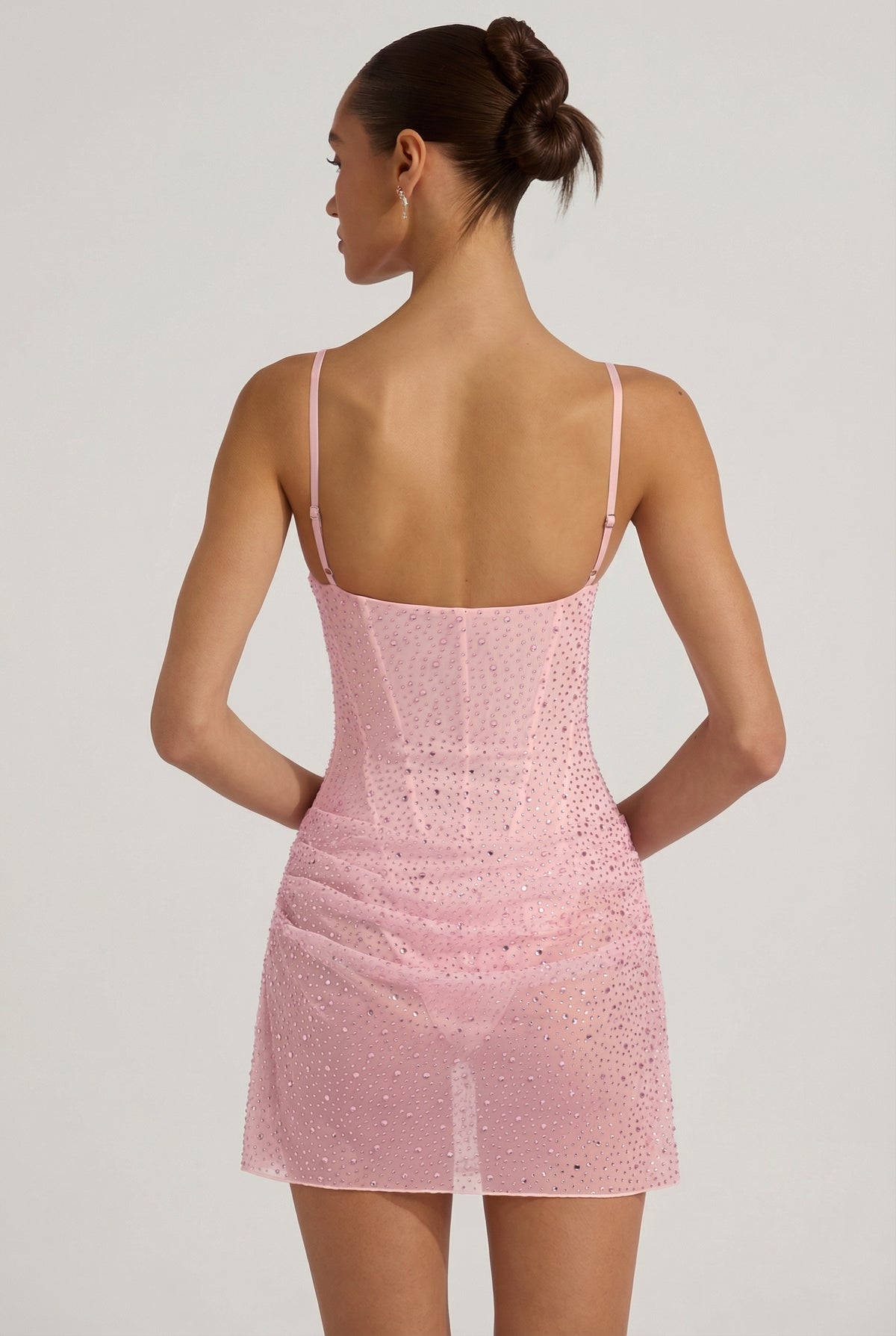 oh polly pink sparkly dress Avenza Sequin-Embellished Halterneck Mini in Enchant Classic Embossed Strap Watch a plunging neckline color:OrangeMulti