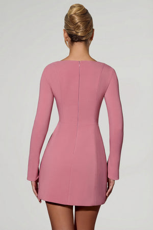 Sweetheart-Neck Long-Sleeve A-Line Mini Dress in Dusty Pink - 4 | Oh Polly Sweetheart-Neck Long-Sleeve A-Line Mini Dress in Dusty Pink - 4 | Oh Polly
