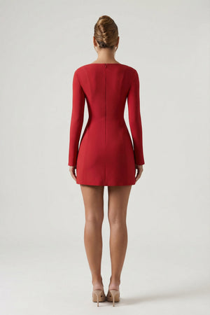 Sweetheart-Neck Long-Sleeve A-Line Mini Dress in Red - 6 | Oh Polly Sweetheart-Neck Long-Sleeve A-Line Mini Dress in Red - 6 | Oh Polly