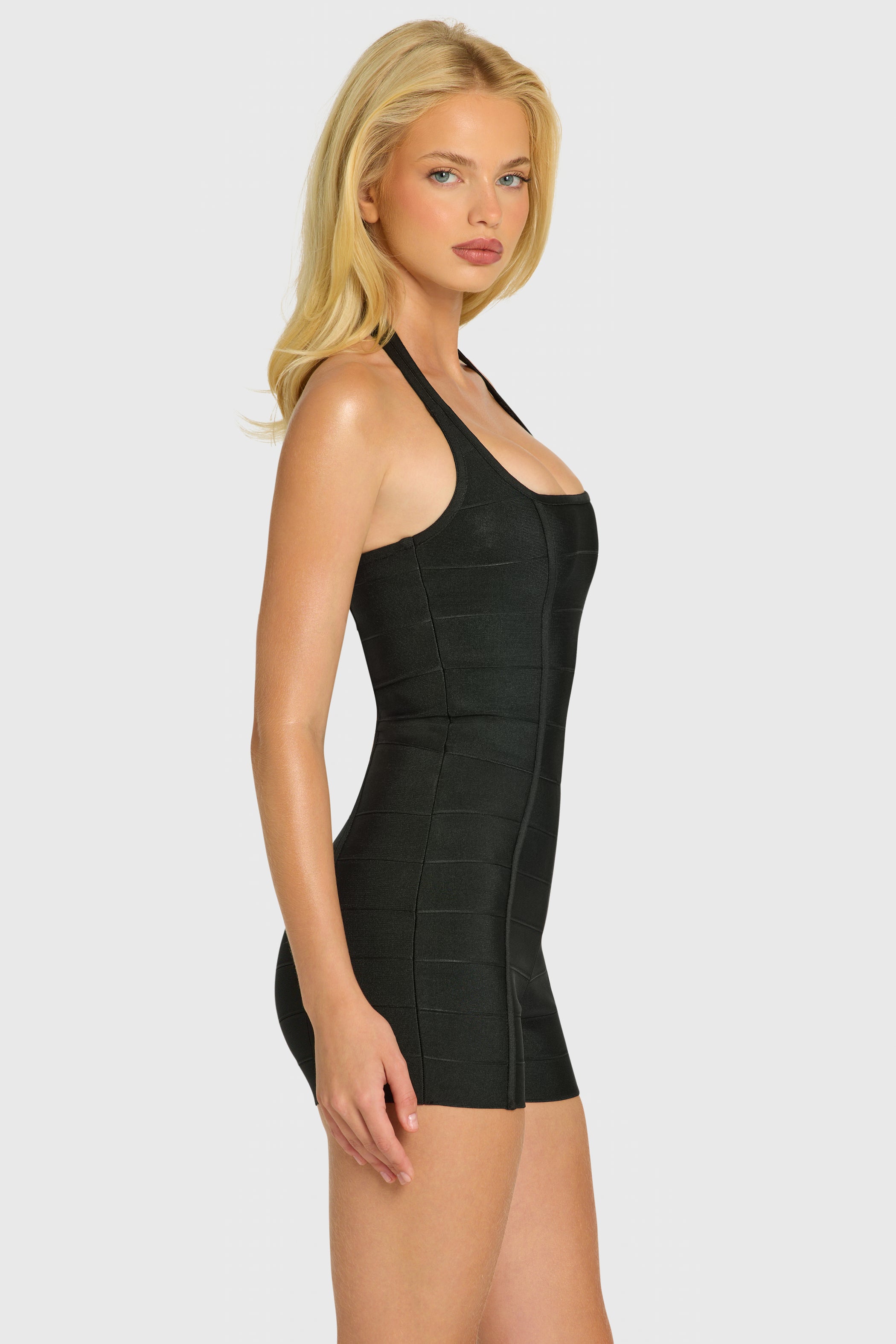 Bandage Halterneck Playsuit in Black