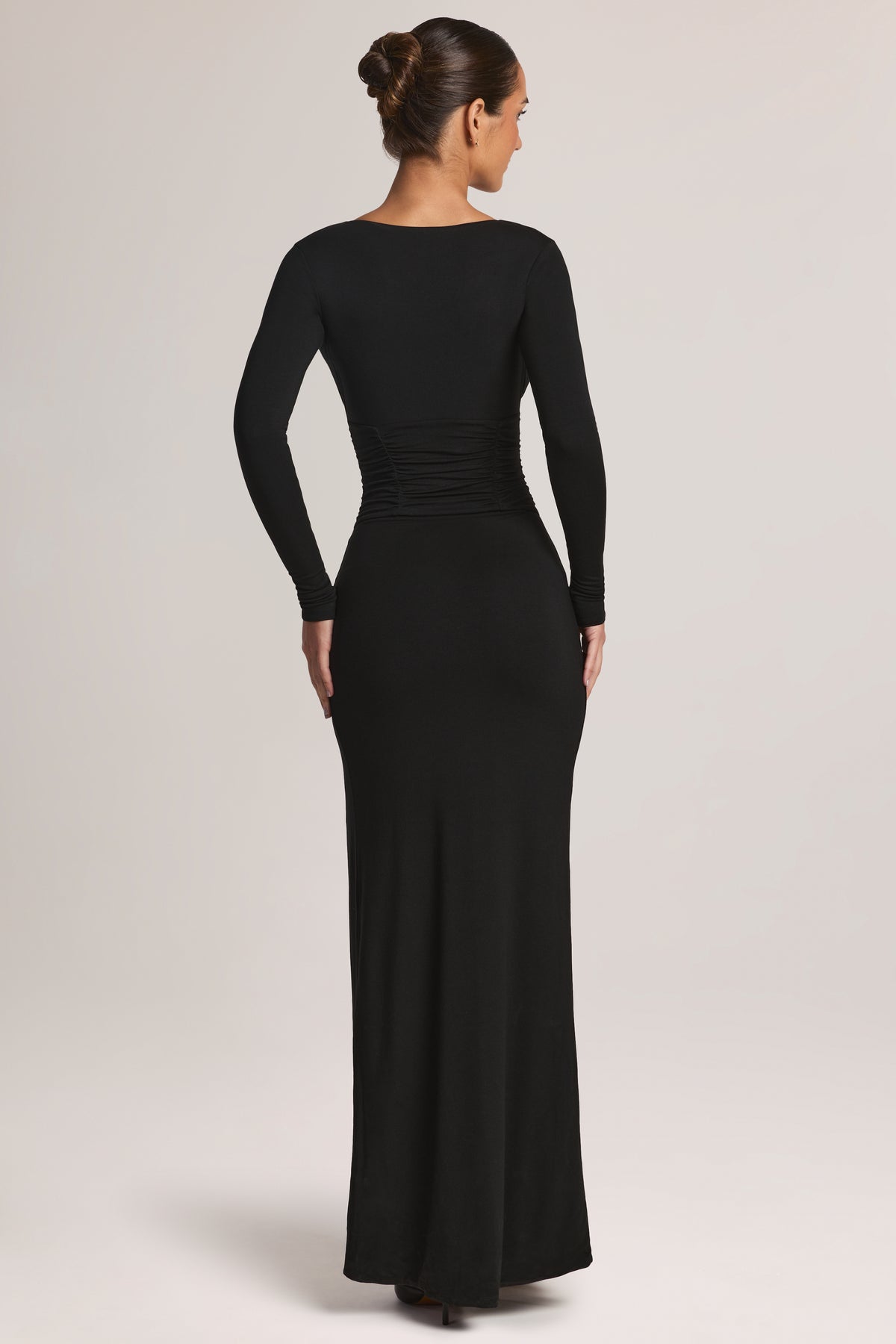 Modal Long-Sleeve MaxI Dress in Black