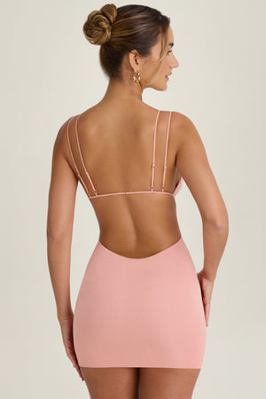 Cut-Out Open-Back Mini Dress in Apricot Pink