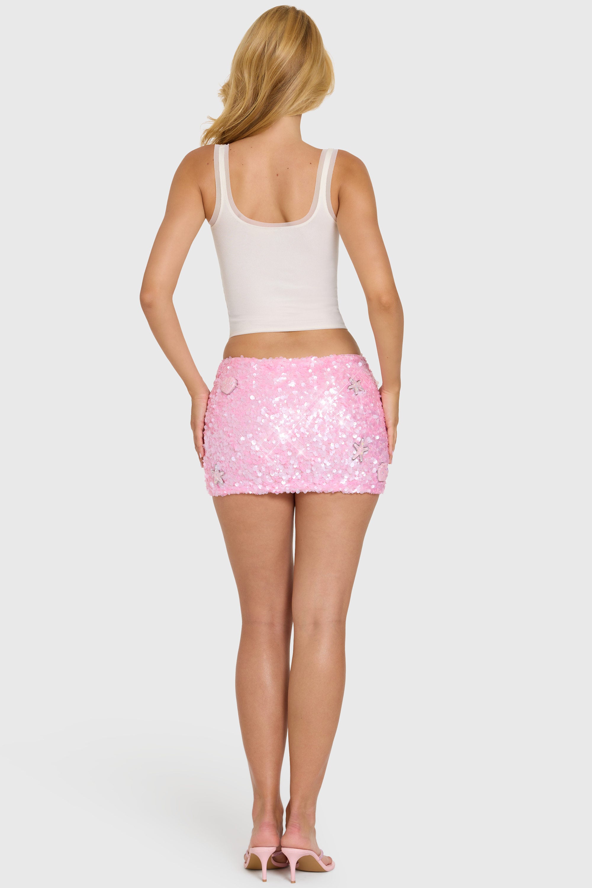 Embellished Mini Skirt in Bubblegum Pink