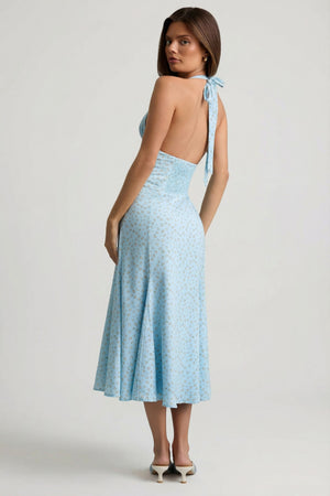 Halterneck Midaxi Dress in Blue Flower Print - 8 | Oh Polly Halterneck Midaxi Dress in Blue Flower Print - 8 | Oh Polly