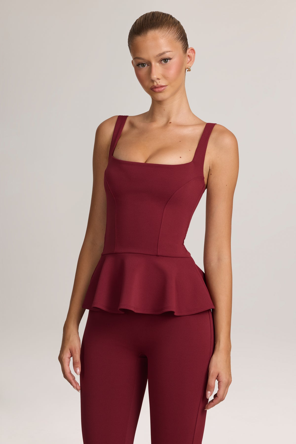 Ponte Peplum Top in Wine