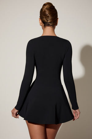 Bow-Detail Plunge-Neck A-Line Mini Dress in Black - 4 | Oh Polly Bow-Detail Plunge-Neck A-Line Mini Dress in Black - 4 | Oh Polly