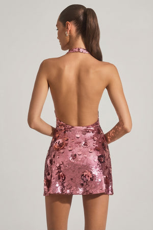 Sequin-Embellished Halterneck Mini Dress in Pink - 8 | Oh Polly Sequin-Embellished Halterneck Mini Dress in Pink - 8 | Oh Polly
