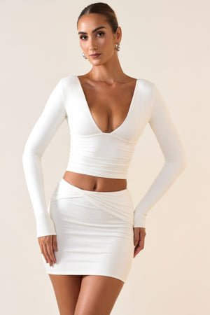 Oh Polly's Priscilla wearing the Harri Full Top in White Modal fabric perfect for casual lunches