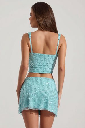 Embellished Low-Rise Mini Skirt in Aqua Blue - 14 | Oh Polly Embellished Low-Rise Mini Skirt in Aqua Blue - 14 | Oh Polly