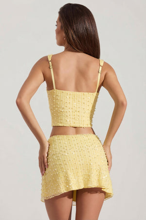 Embellished Low-Rise Mini Skirt in Yellow - 10 | Oh Polly Embellished Low-Rise Mini Skirt in Yellow - 10 | Oh Polly