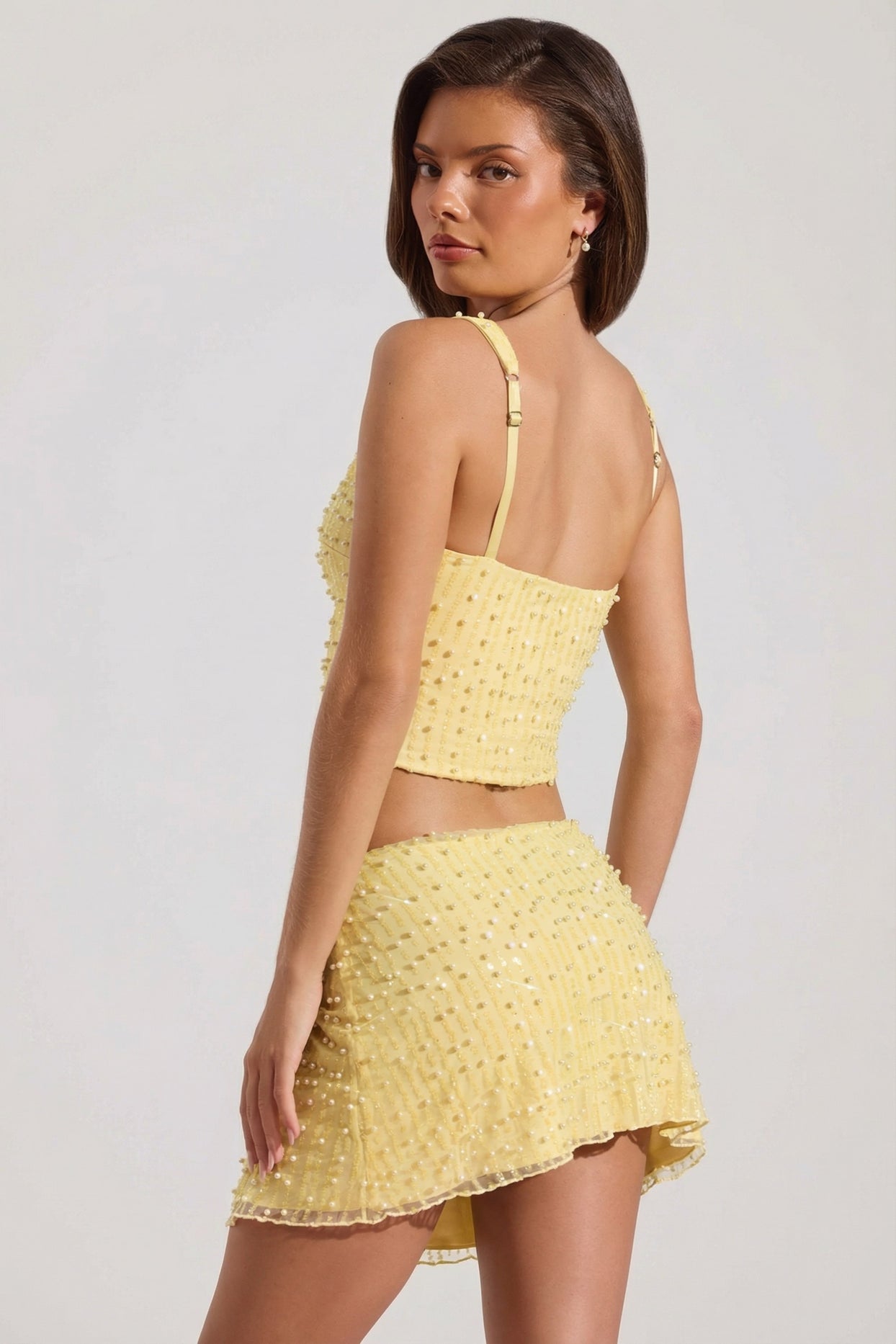 Embellished Low-Rise Mini Skirt in Yellow - 5