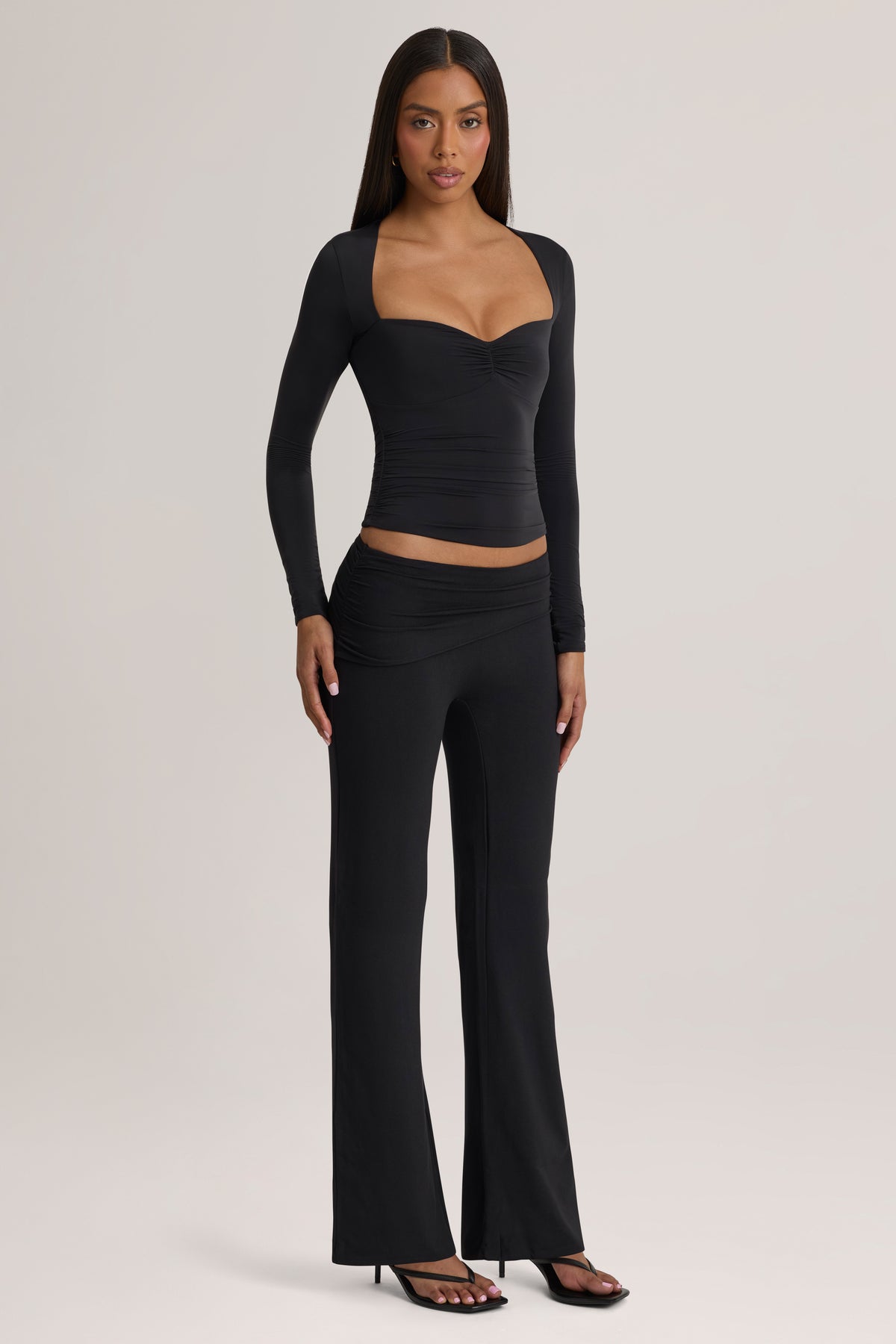 Modal Mid-Rise Trousers in Black