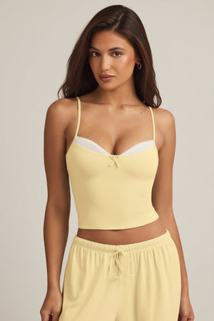 Modal Camisole Pyjama Top in Pastel Yellow