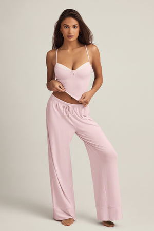 Modal Mid-Rise Pyjama Trousers in Baby Pink