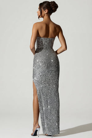 Jasella Embellished Corset Gown in Silver | Oh Polly Jasella Embellished Corset Gown in Silver | Oh Polly