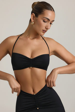 Slinky Jersey Hardware Detail Halterneck Bralette in Black