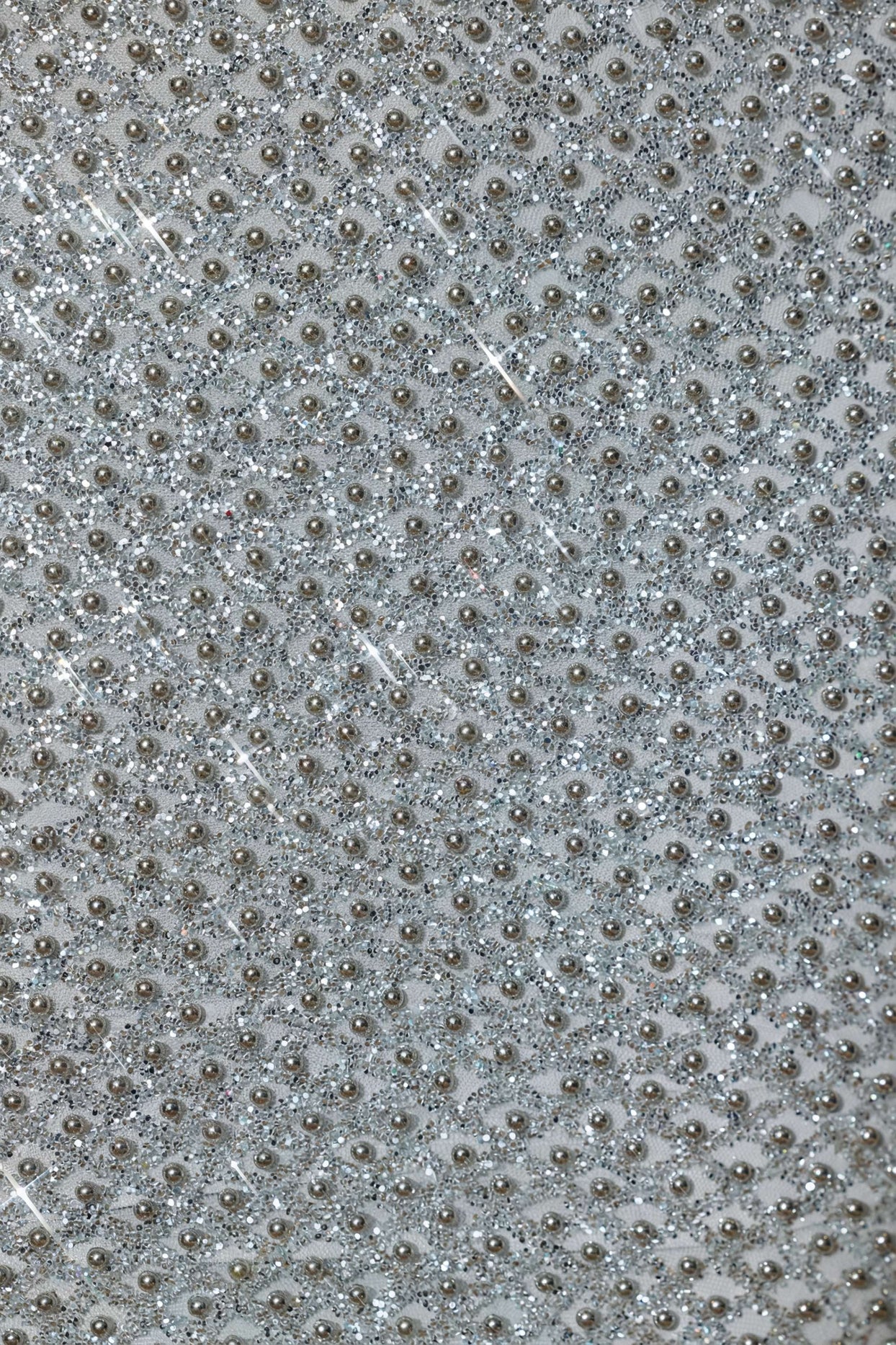 Embellished Cut-Out Gown in Silver - 6