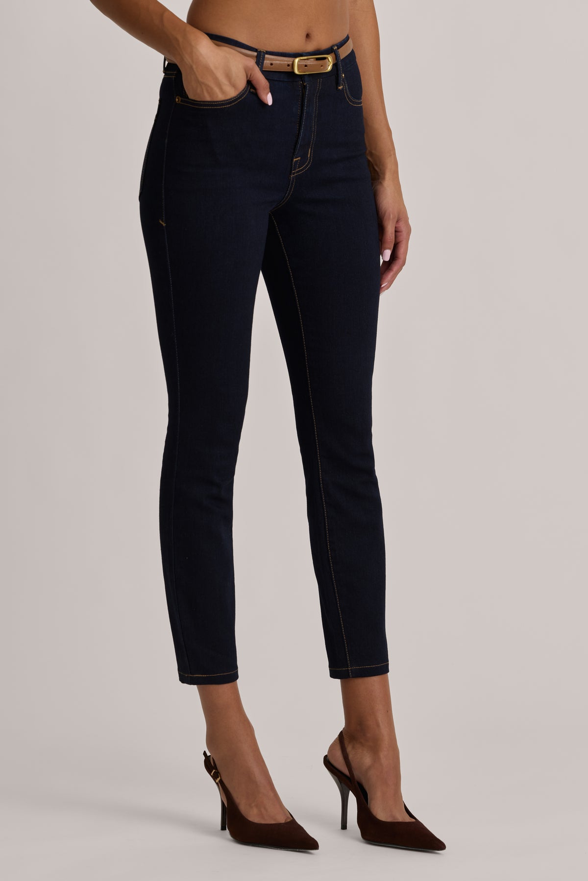 High-Rise Cropped Skinny Jeans in Dark Wash