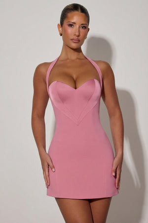 Heart-Detail Halterneck A-Line Mini Dress in Dusty Pink - 4 / Long | Oh Polly Heart-Detail Halterneck A-Line Mini Dress in Dusty Pink - 4 / Long | Oh Polly