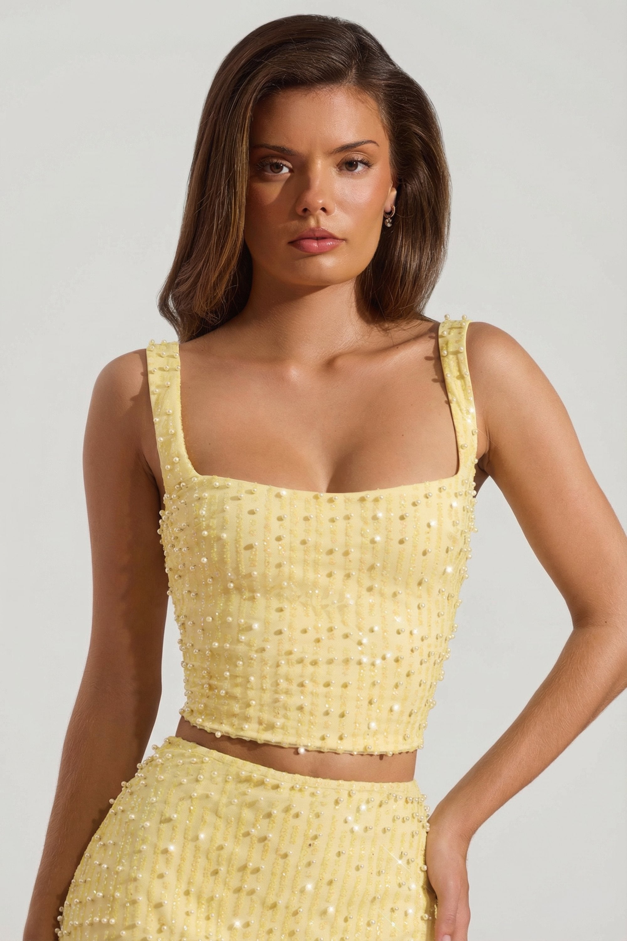 Dottie Tulle Corset Mini Dress in Yellow