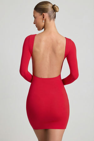 Open-Back Bodycon Mini Dress in Cherry Red - XXS | Oh Polly Open-Back Bodycon Mini Dress in Cherry Red - XXS | Oh Polly