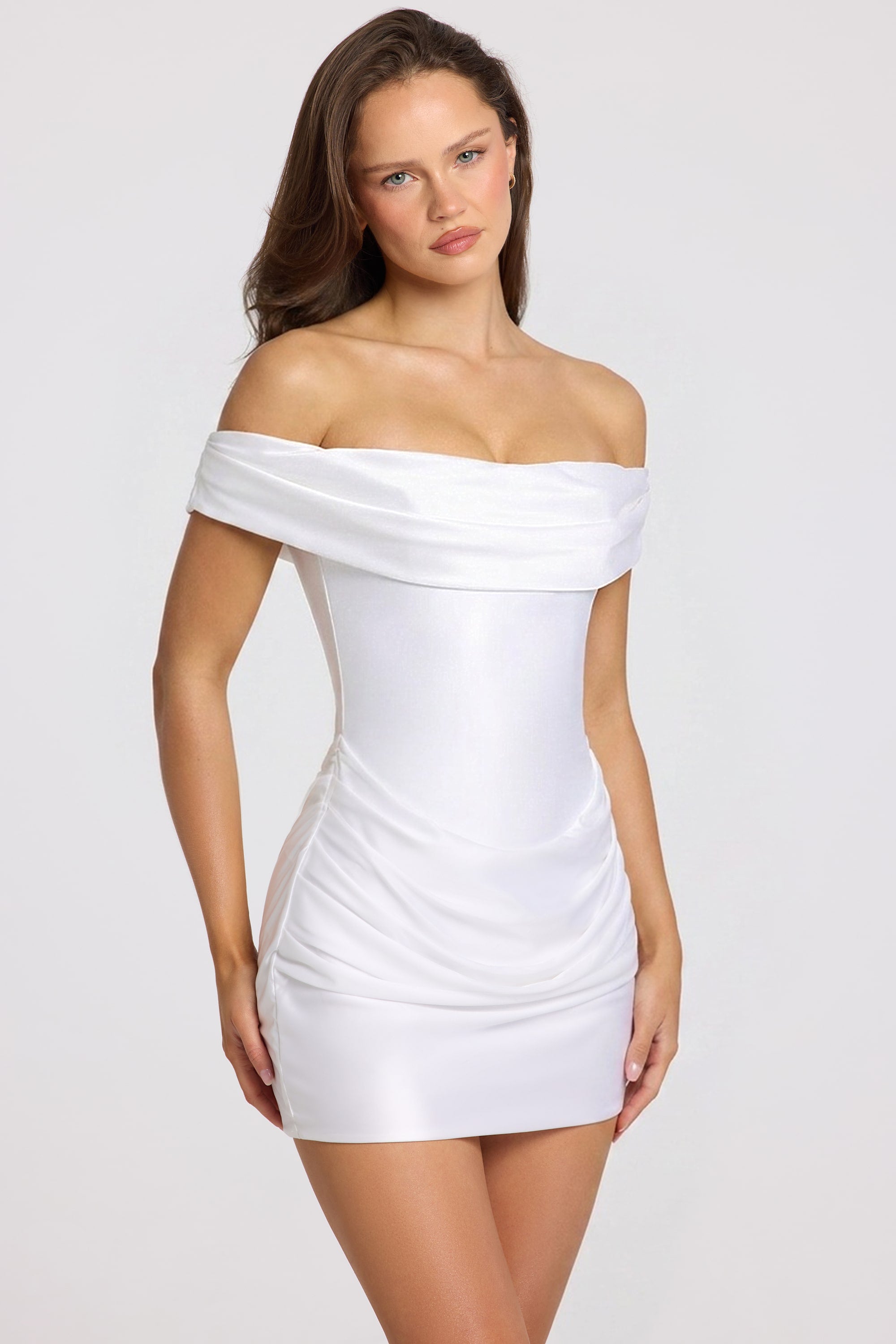 off the shoulder mini dress white Faithful Off-Shoulder Floral Lace This garment fits true to size Satin Off-Shoulder Draped Mini Dress