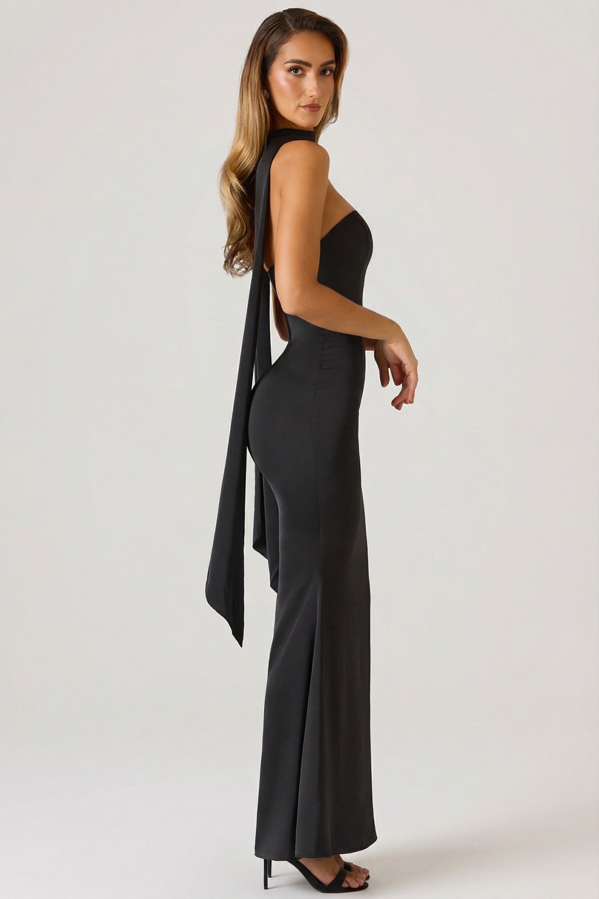 strapless and backless dress Zari Cowl back Realtix Womens Satin Silk Backless