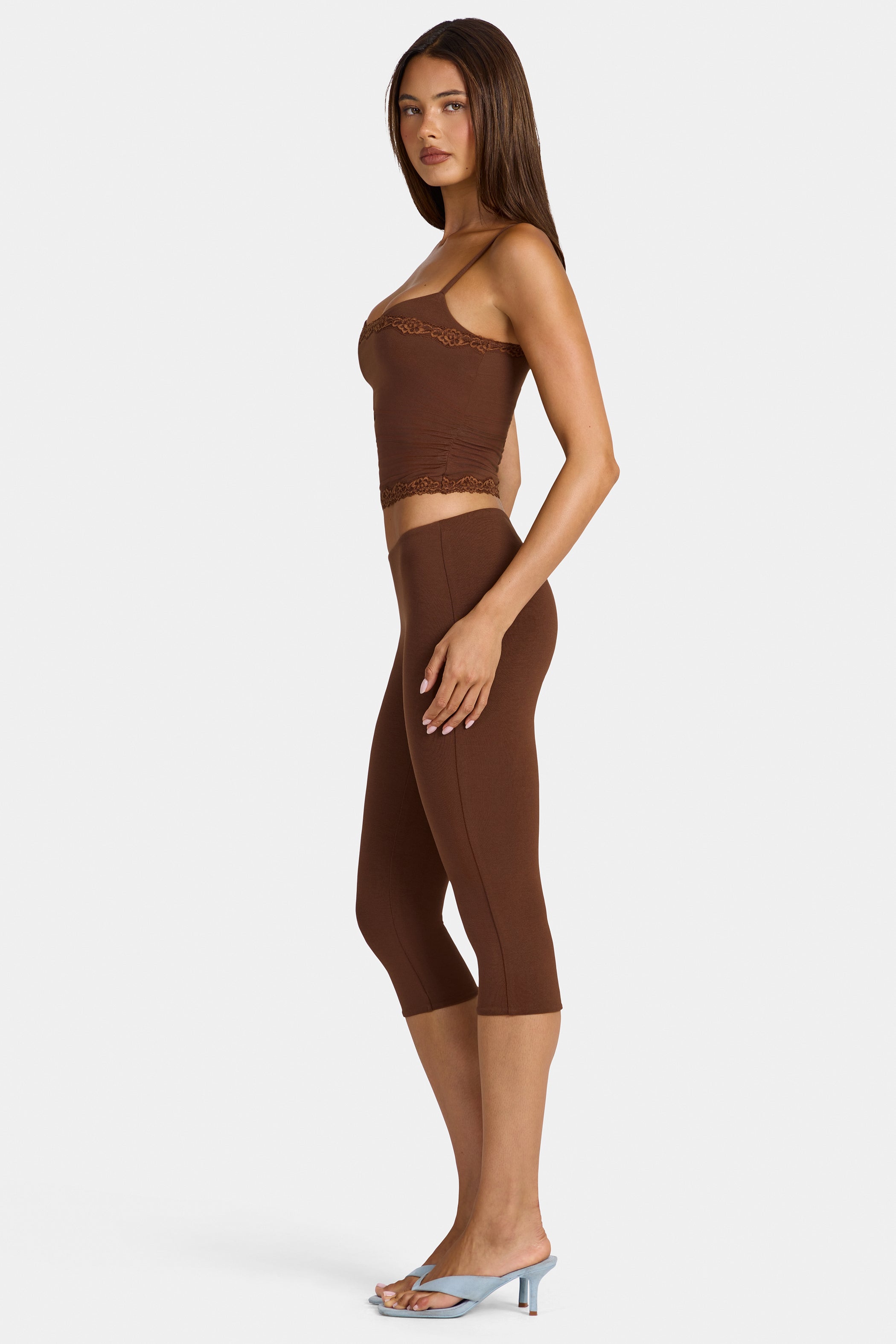 Modal Capri Leggings in Cocoa Brown