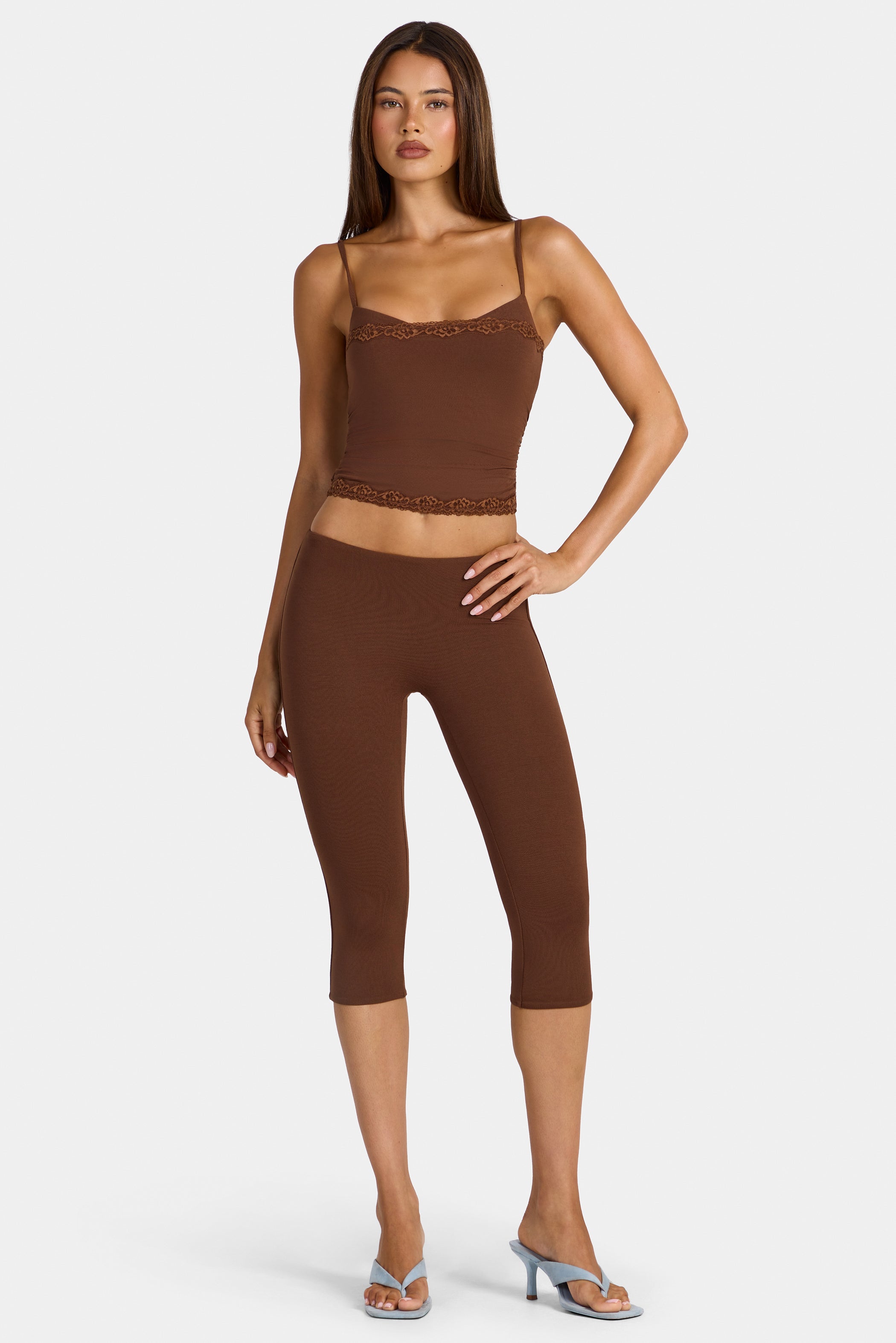 Modal Capri Leggings in Cocoa Brown