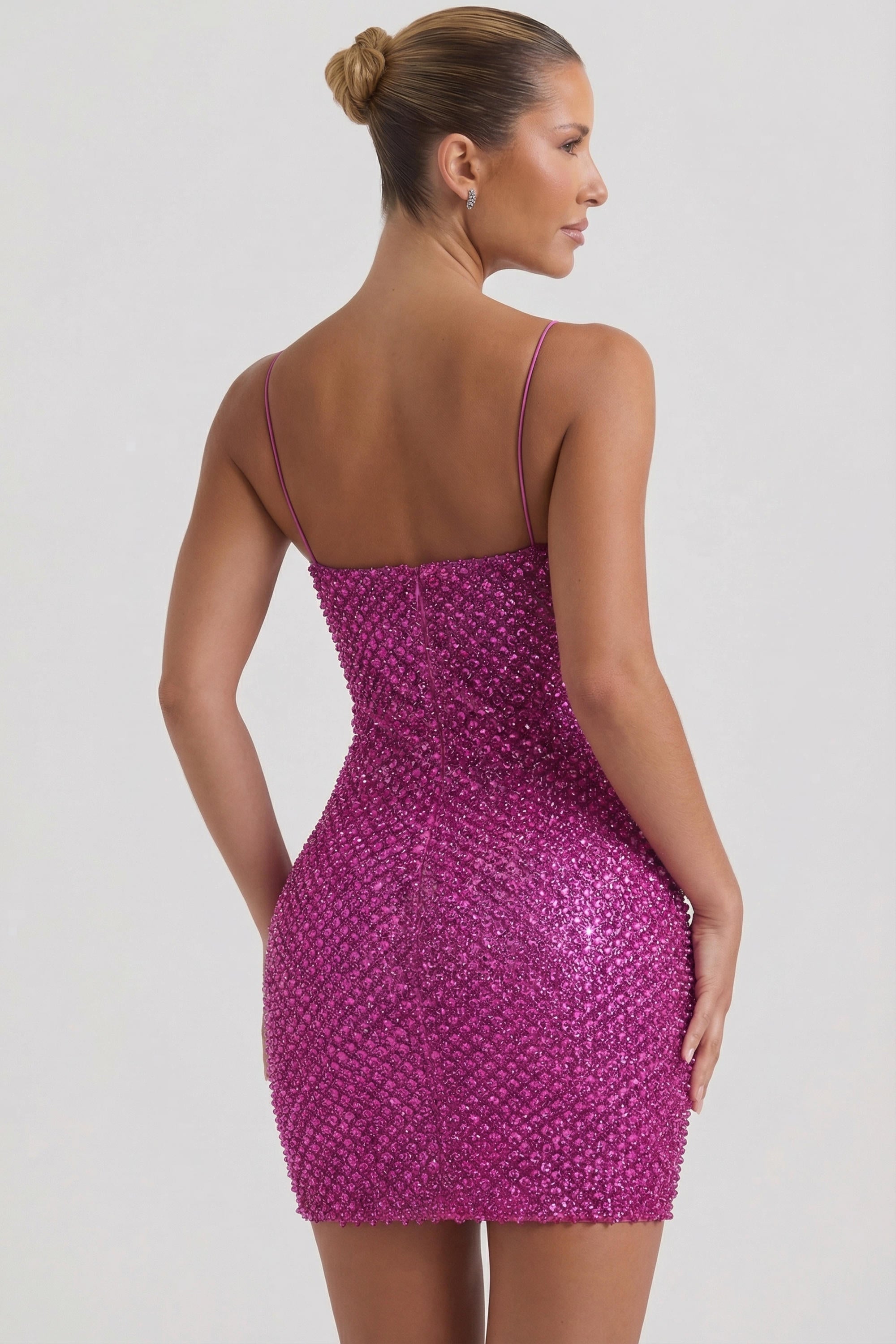 deep purple mini dress JUSTINA and adjustable camisole shoulder straps for your perfect fit. Ronja Embellished Plunge Mini Dress