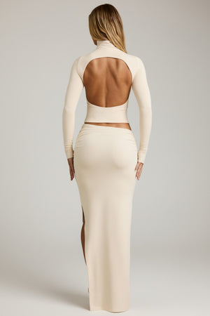 Modal Asymmetric-Waist Maxi Skirt in Ivory