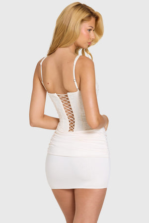 embellished corset mini dress in ivory Long Sleeve Embellished Corset Mini Dress in Ivory Oh Polly Cream : Premium Dresses : VogaCloset Kazakhstan