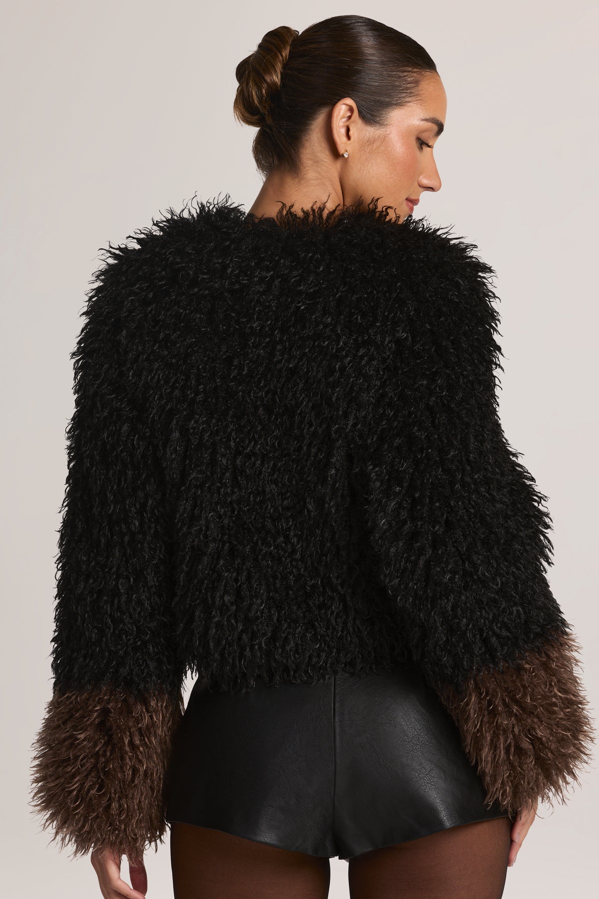 Mongolian Fur Jacket in Black