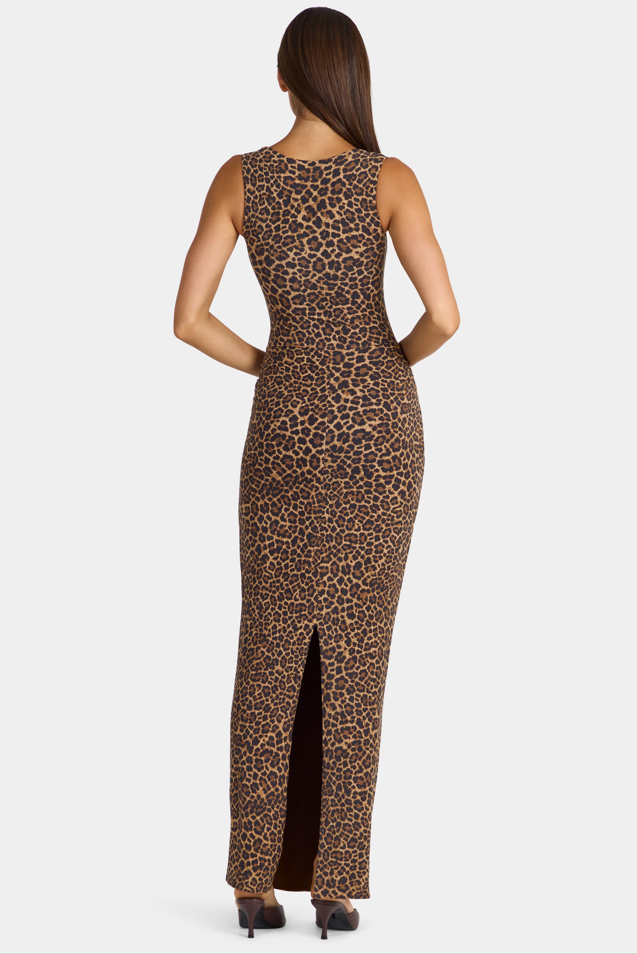Modal Square-Neck Maxi Dress in Leopard