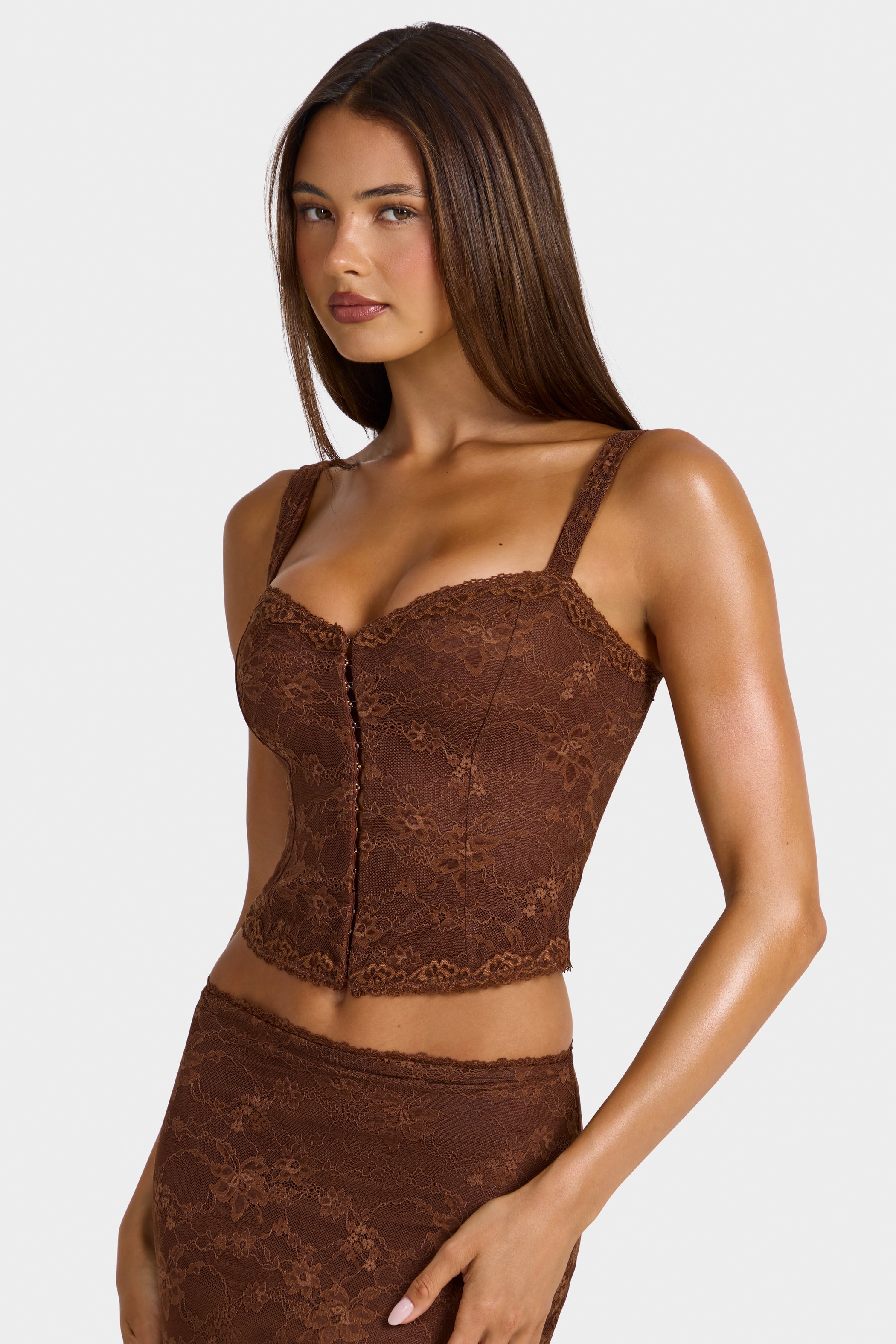 Lace Cami Top in Cocoa Brown