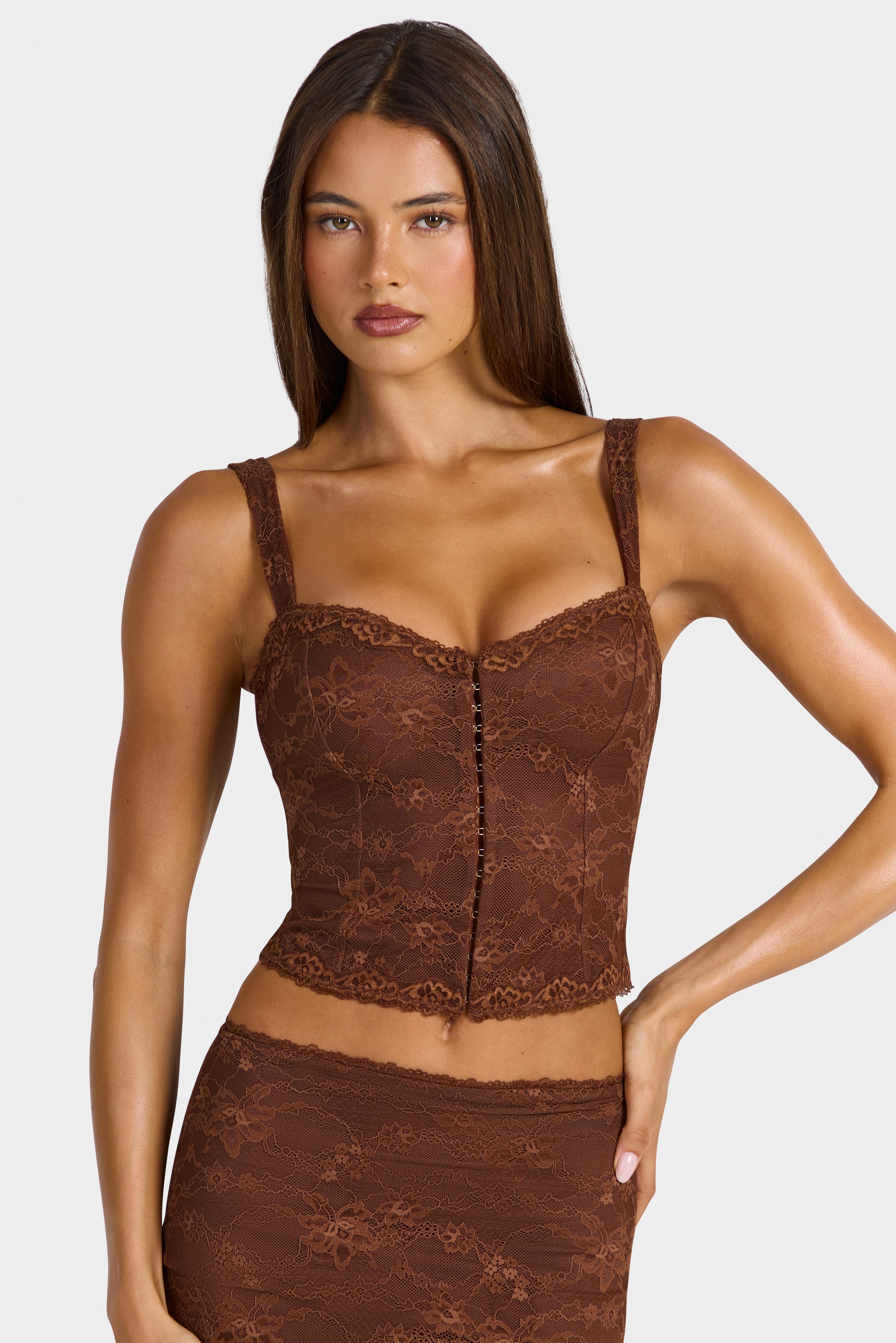 Lace Cami Top in Cocoa Brown