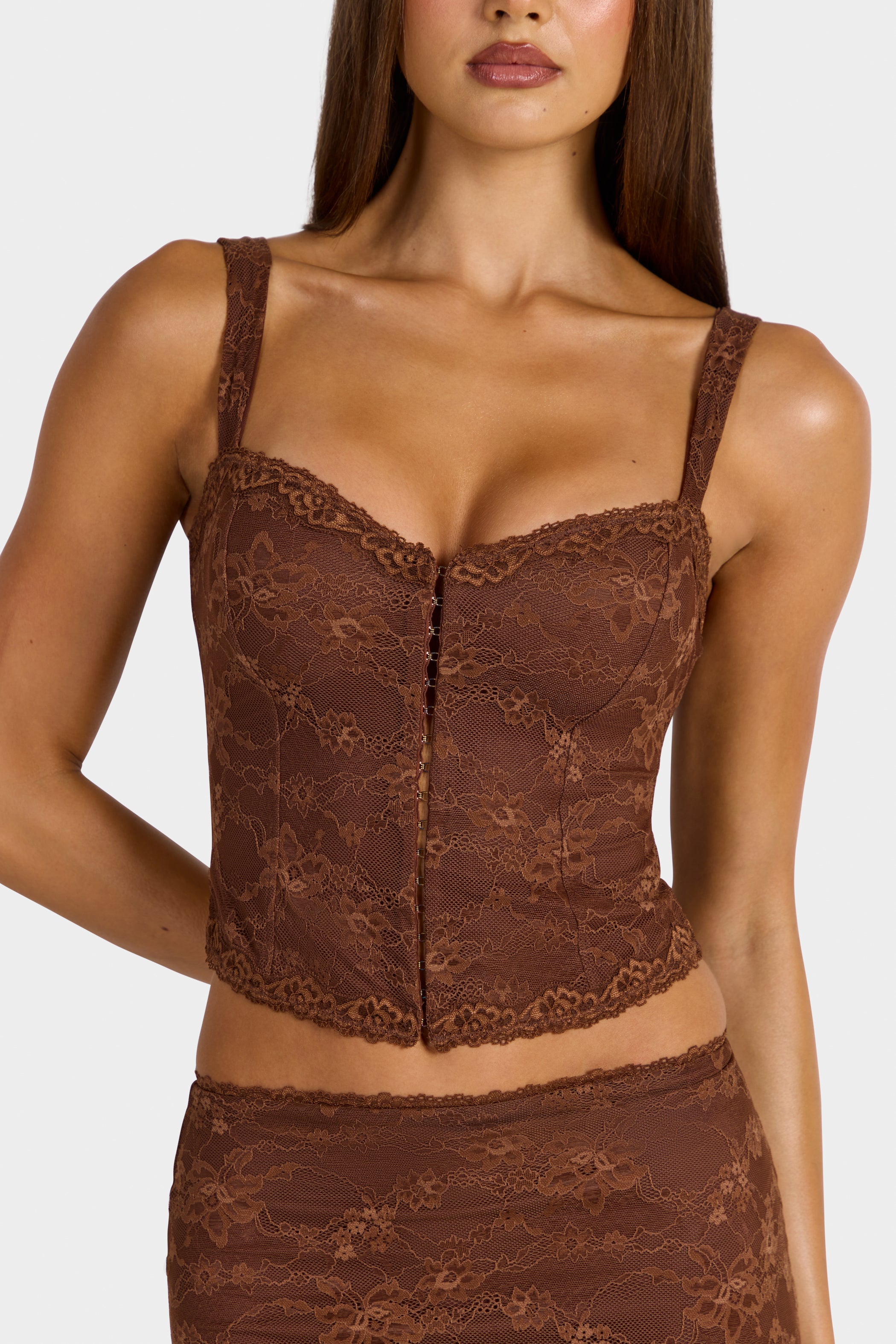 Lace Cami Top in Cocoa Brown