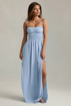 Shirred Camisole Maxi Dress in Sky Blue