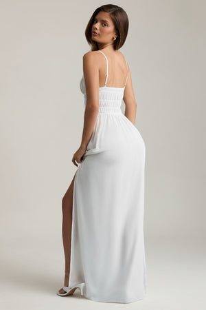 Shirred Camisole Maxi Dress in White