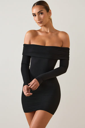 Oriana Modal Off-Shoulder Mini Dress in Black | Oh Polly XXL Oriana Modal Off-Shoulder Mini Dress in Black | Oh Polly XXL