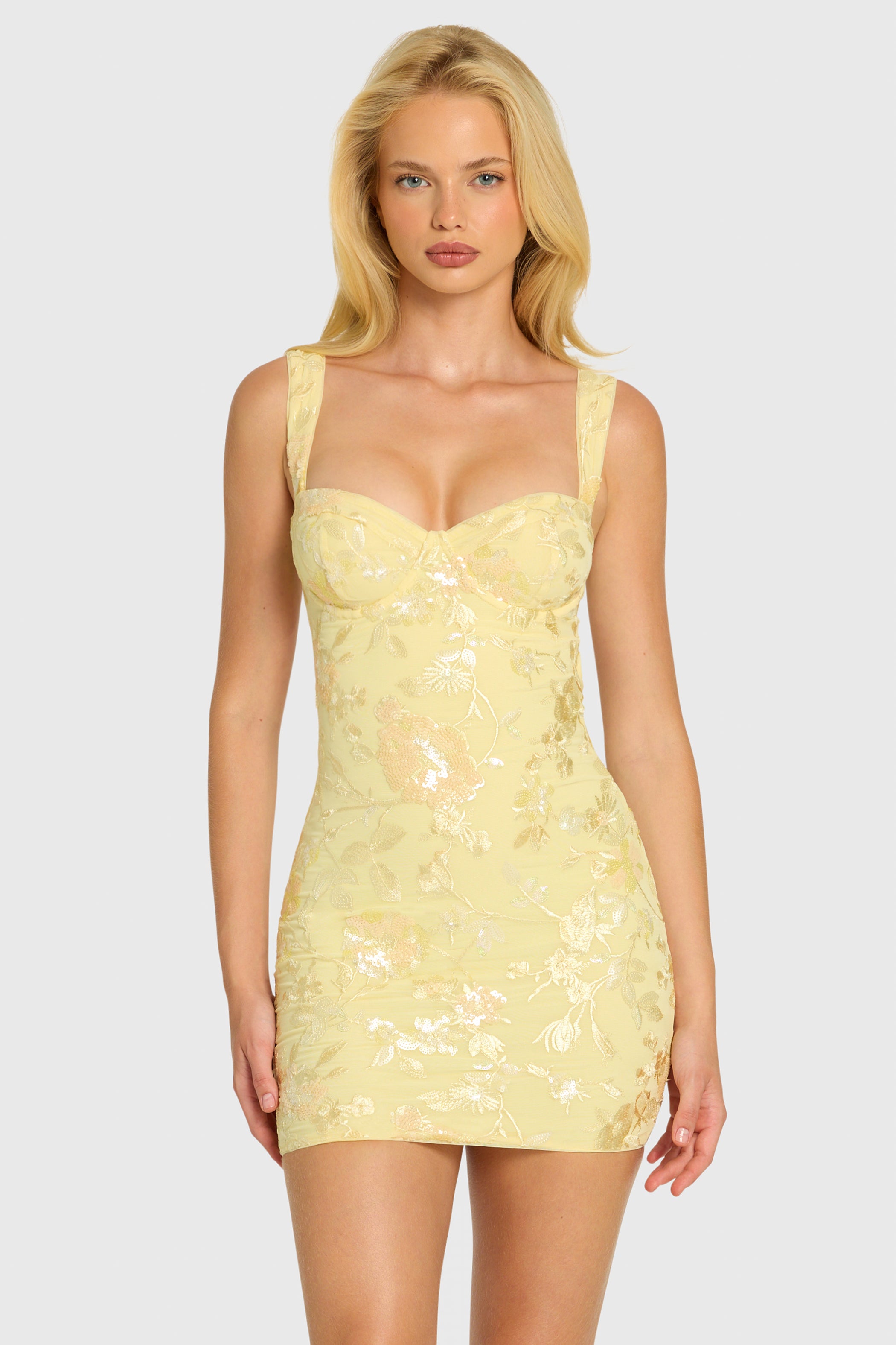 yellow mini bodycon dress Modal Lace-Trim in Pastel - XXL 100% Polyester Bodycon Pastel Yellow Short Dress
