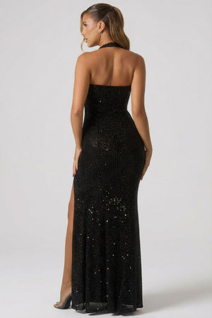 Sansel Embellished Halterneck Gown in Black | Oh Polly 6 Sansel Embellished Halterneck Gown in Black | Oh Polly 6