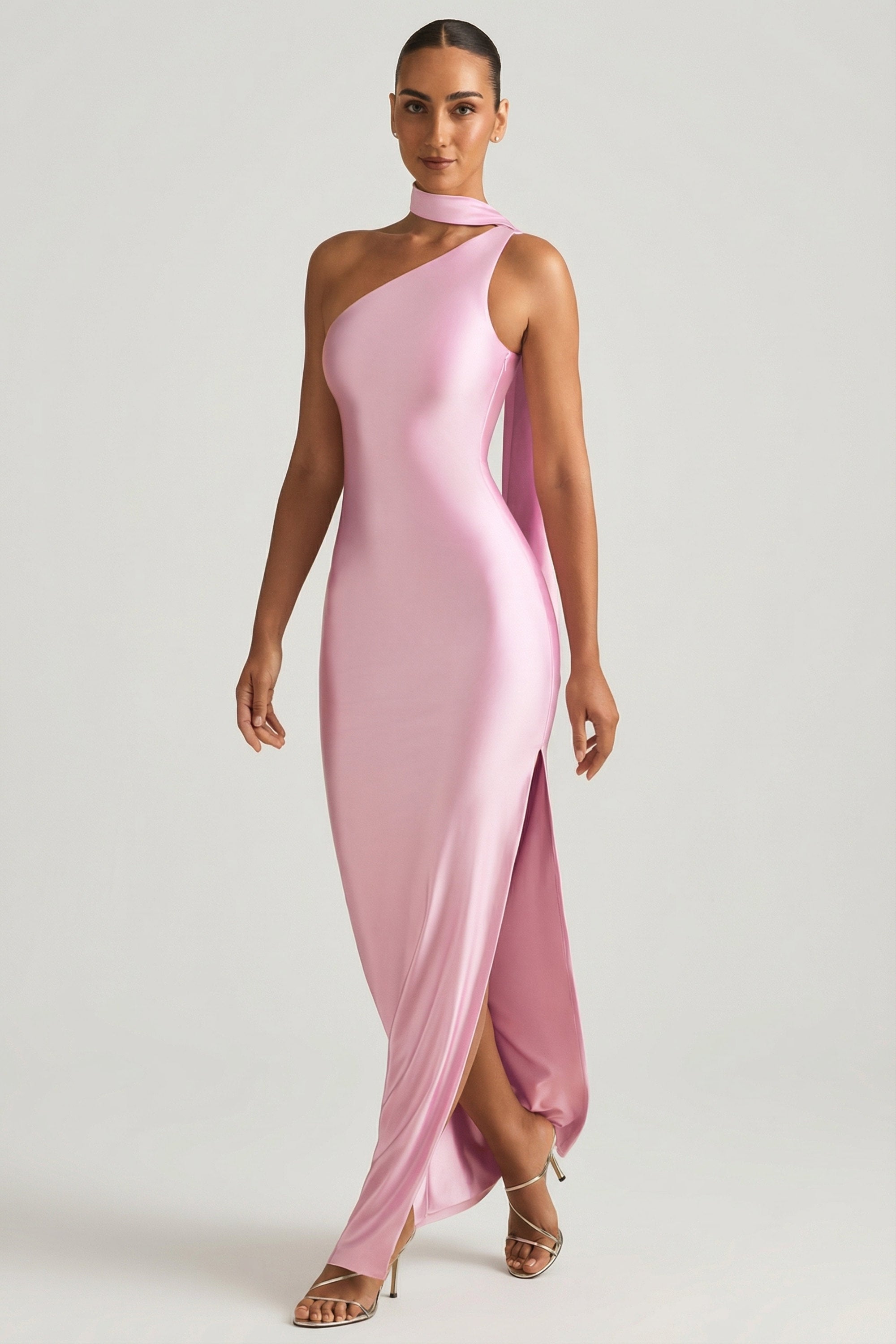 long dress with neck scarf Pretty Lavish satin maxi in red our Elsa Maxi Dress the perfect modern look Starling | Black Matte Satin