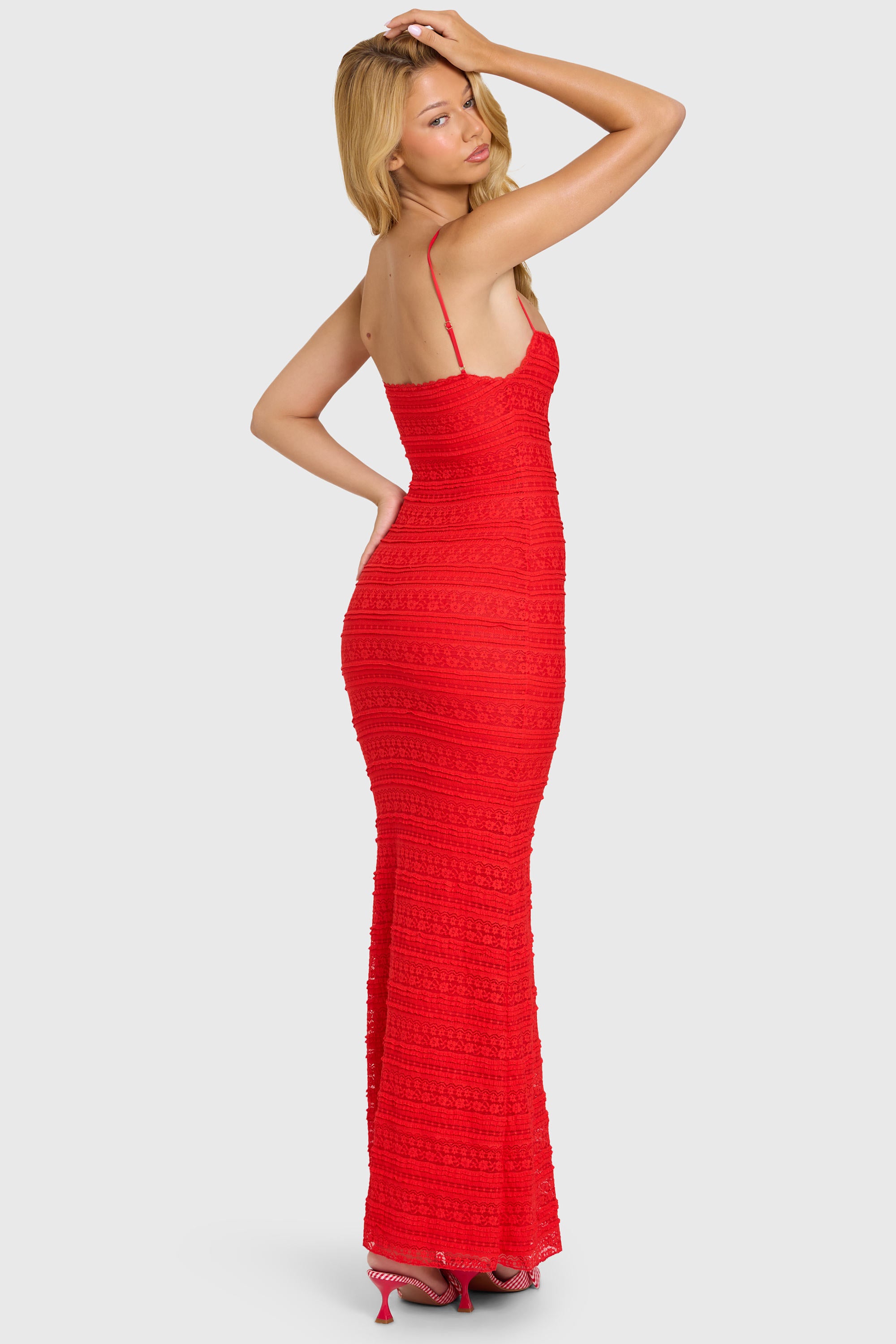 long red formal dress A-Line Satin Prom Dress, Red Long US 16 / Custom Color Lace Up Built Maxi Dresses - Long, Full
