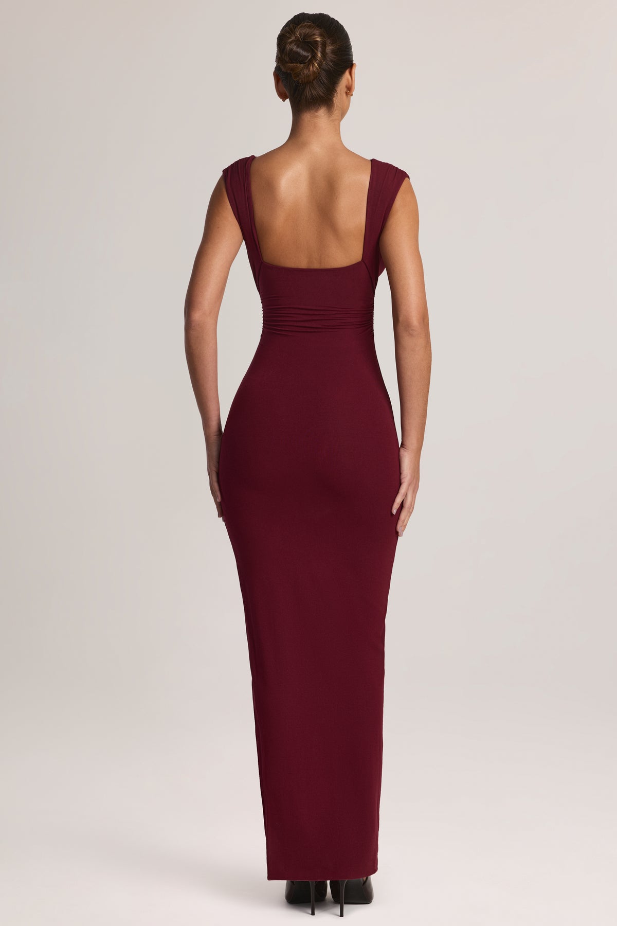 Modal Plunge-Neck Maxi Dress in Wine