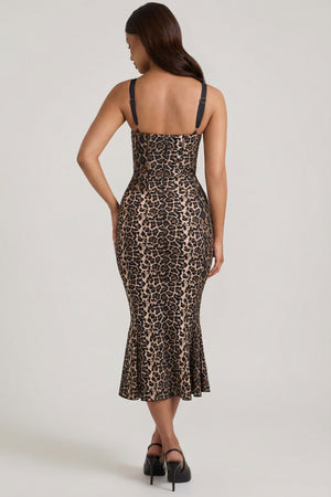 Layered Bra-Detail Fishtail Midaxi Dress in Leopard Print - 6 Layered Bra-Detail Fishtail Midaxi Dress in Leopard Print - 6