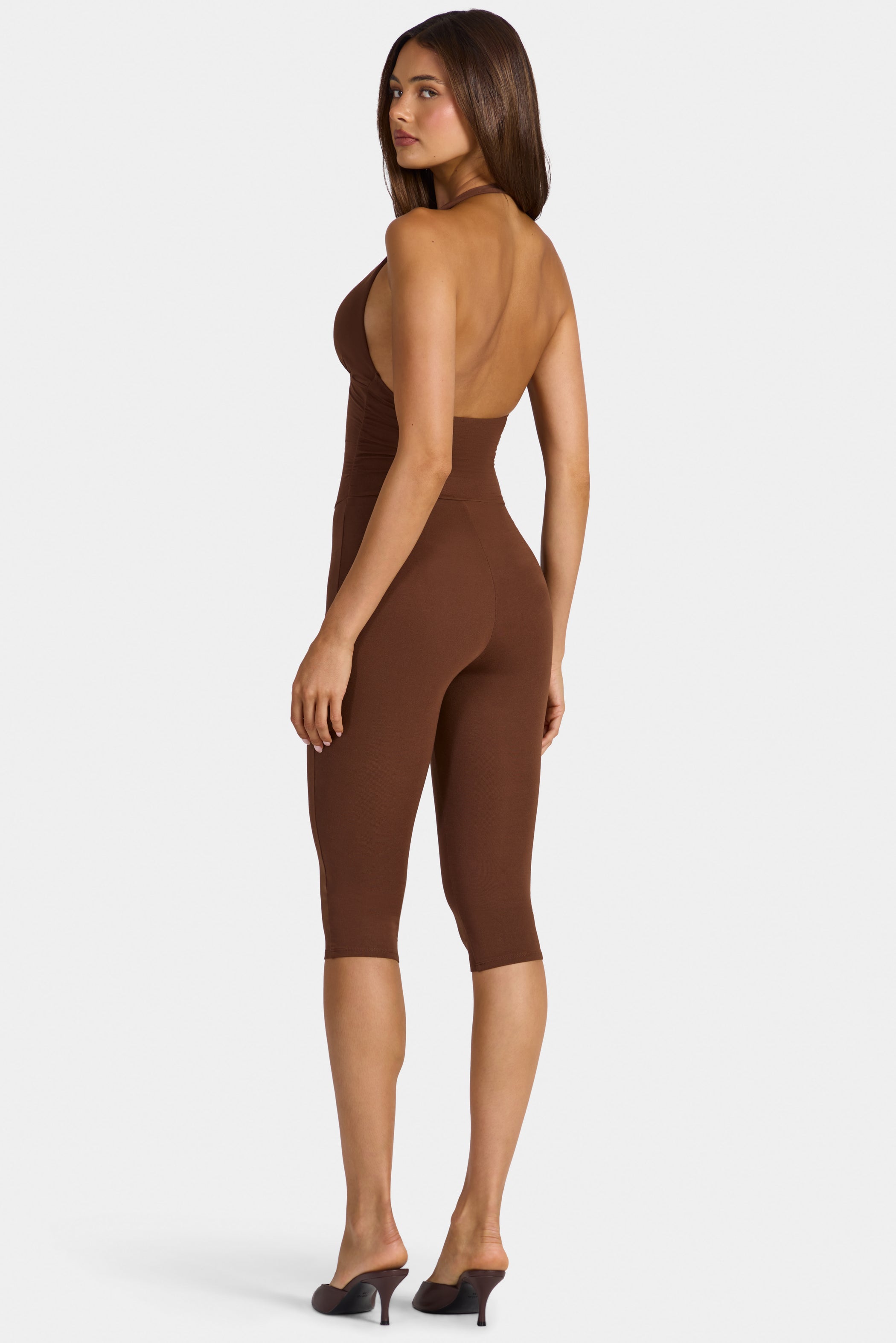 Modal Capri Jumpsuit in Cocoa Brown