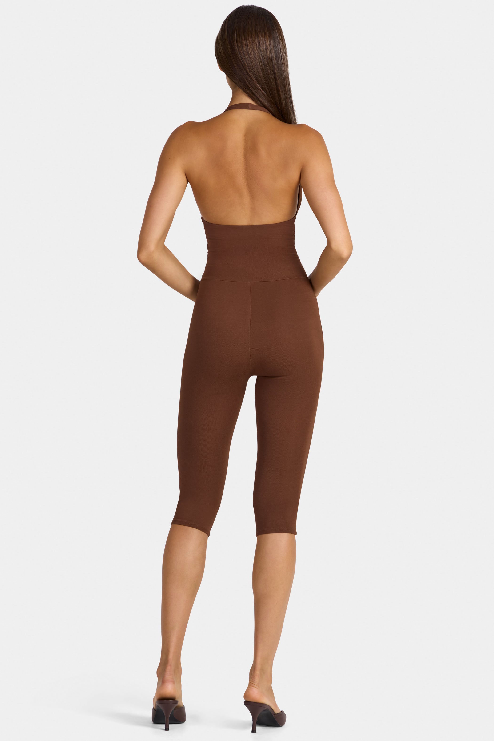 Modal Capri Jumpsuit in Cocoa Brown