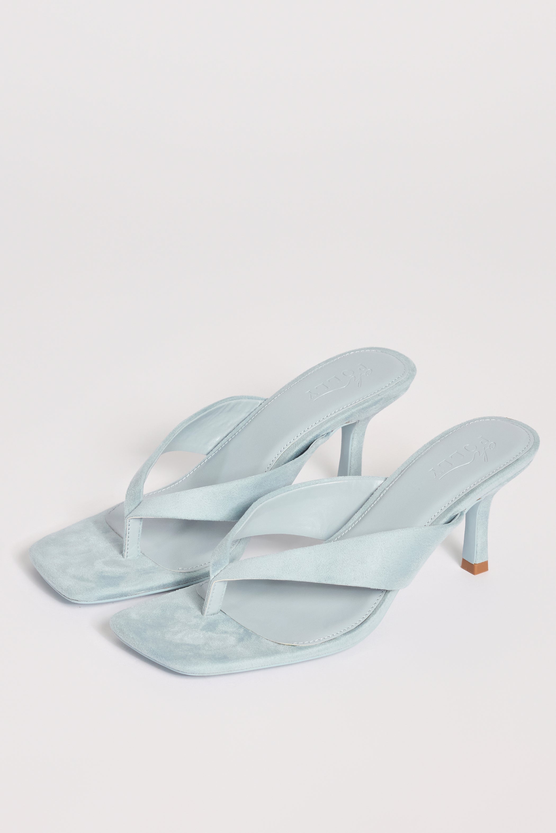 Heeled Thong Sandals  in Arctic Blue